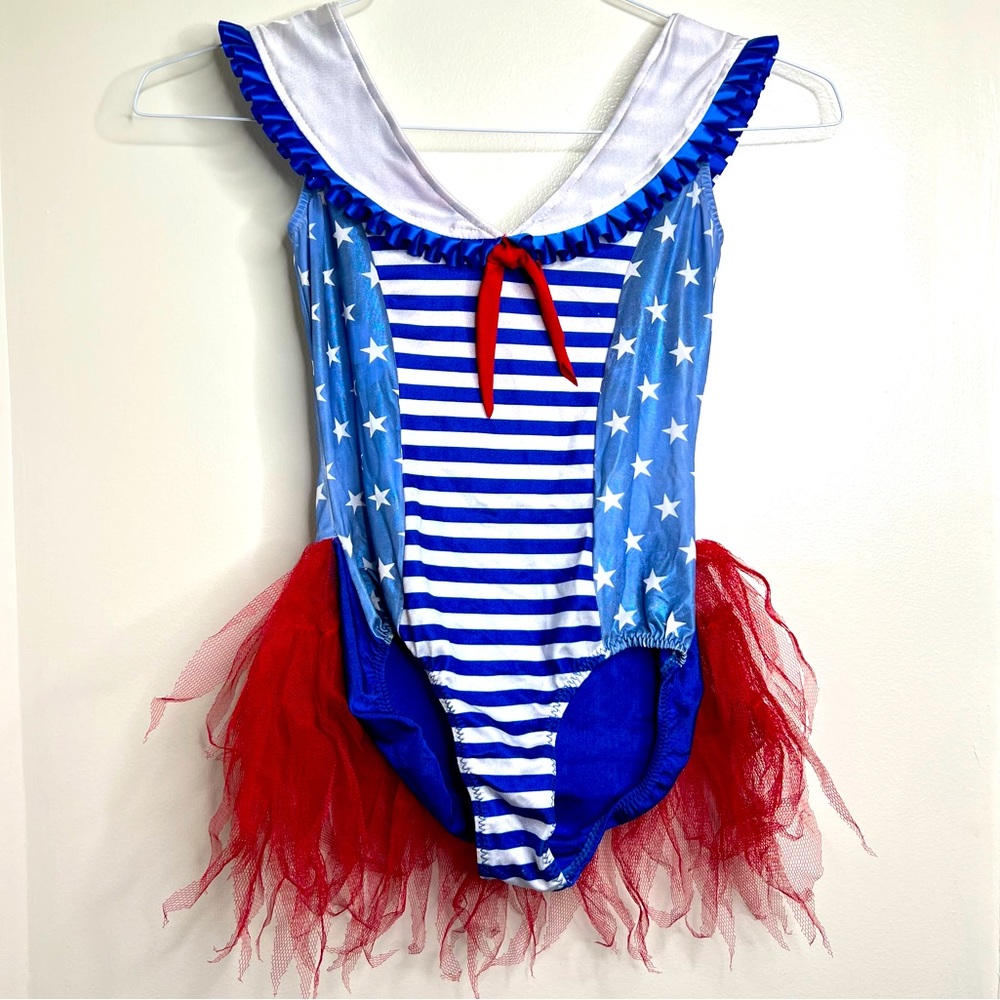 Art Stone Costumes Patriotic red White Blue Dance Dress Up Costume Child large